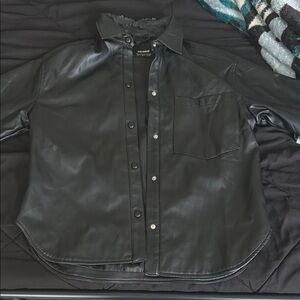 Black Faux Leather Shirt